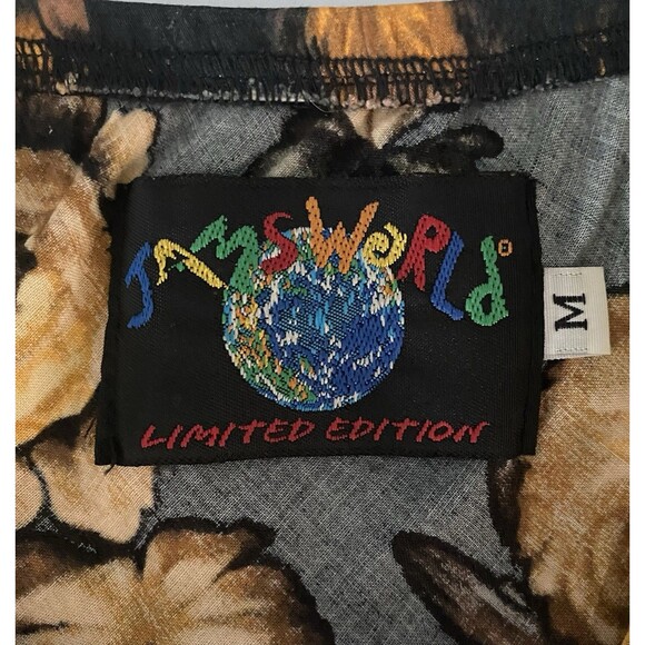 Jams World Skirt M Autumn Flowers Orange Black Dark Floral Checkered - Picture 4 of 6